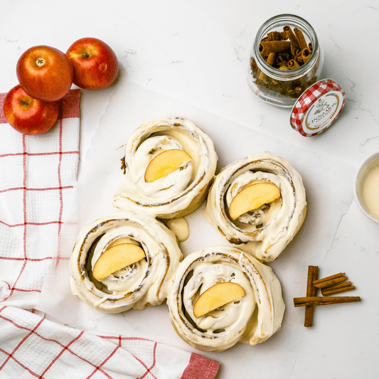 Four apple-filled cinnamon scrolls by Cinnamon Scent, Melbourne