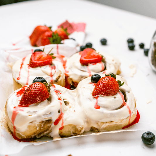 One berry-filled vegan cinnamon scroll by Cinnamon Scent, Melbourne