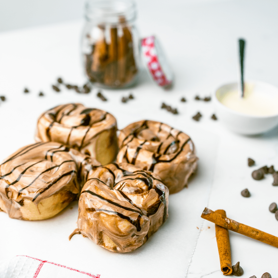 One chocolate-filled mini cinnamon scroll by Cinnamon Scent, Melbourne