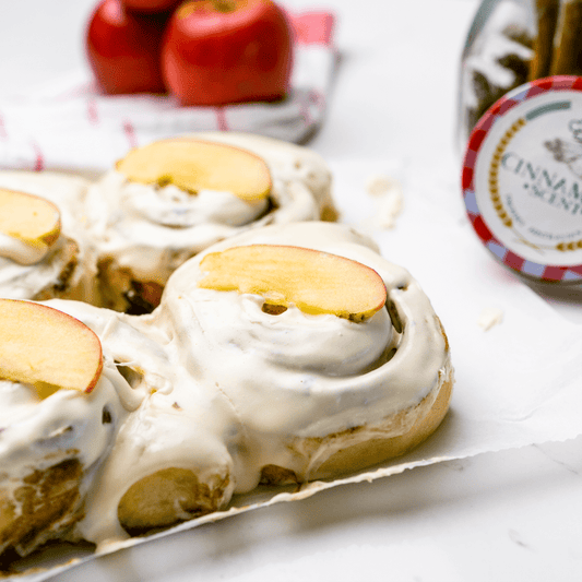 Four apple-filled mini cinnamon scrolls by Cinnamon Scent, Melbourne