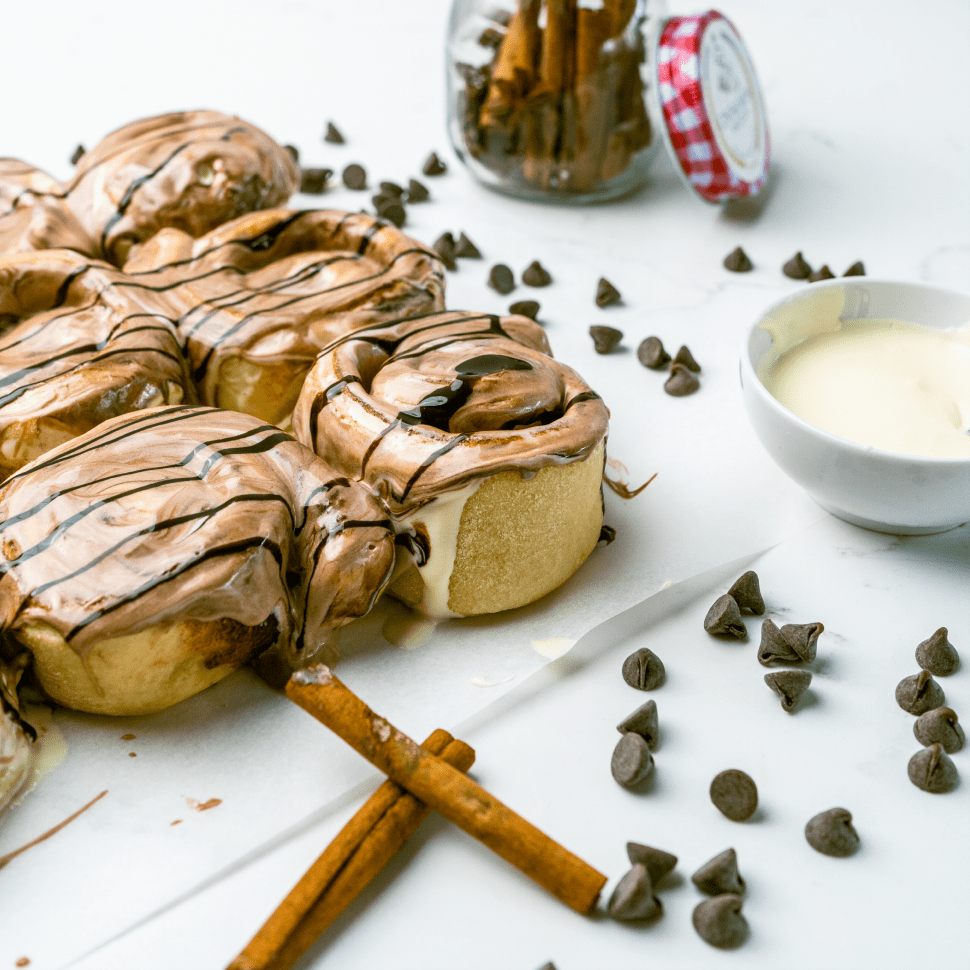 One chocolate-filled mini cinnamon scroll by Cinnamon Scent, Melbourne